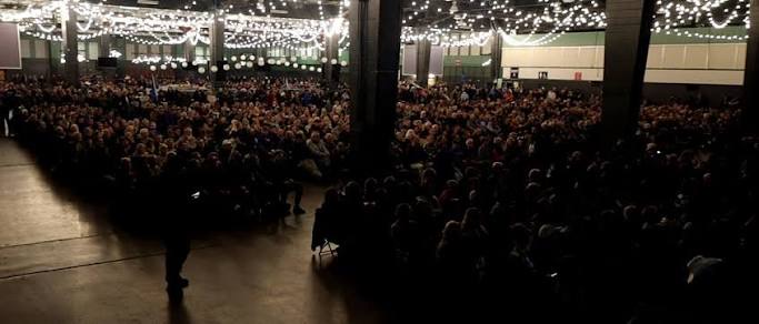 Thousands at a town hall in Calgary's Big Four Building