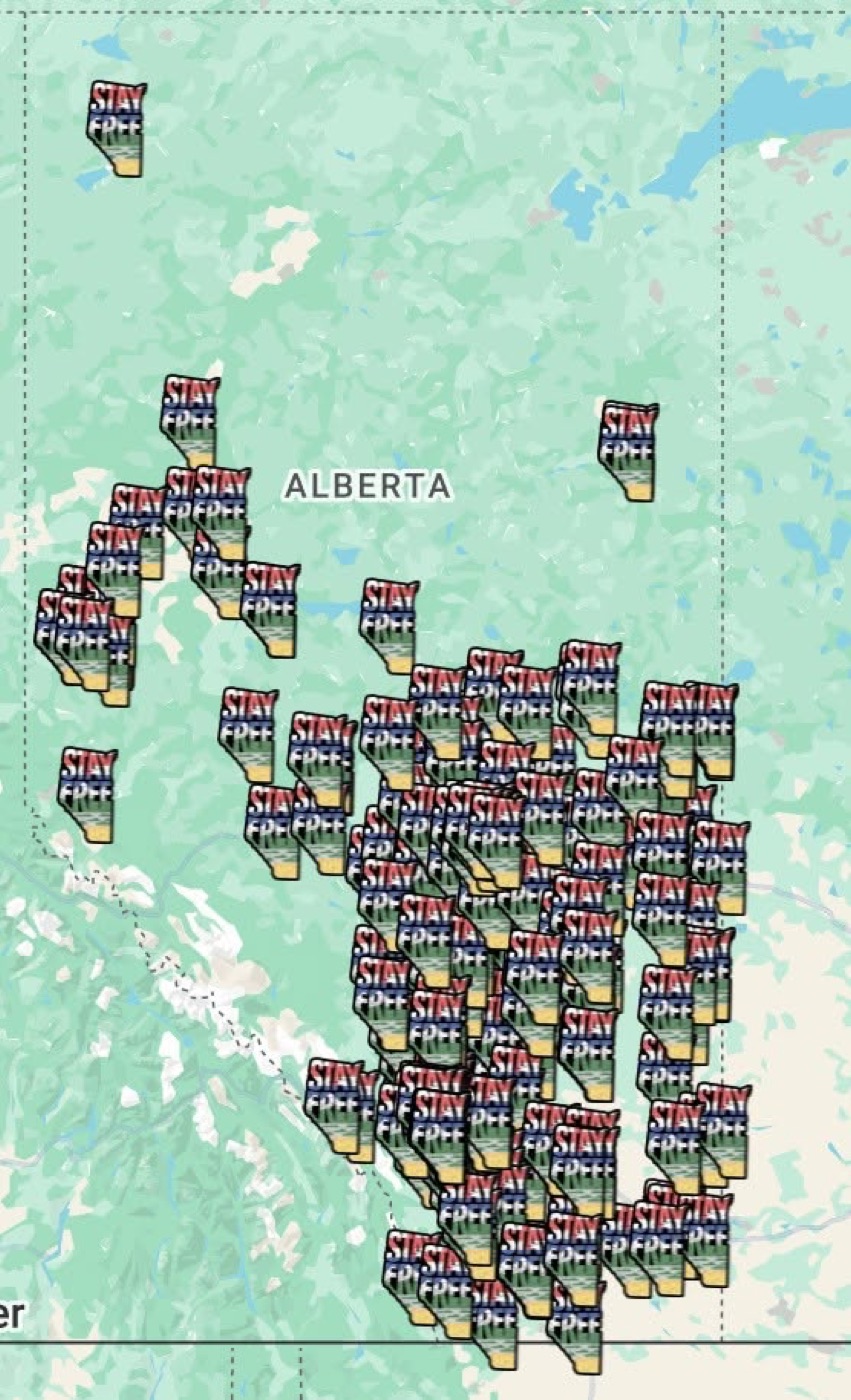 Map of signing locations across Alberta