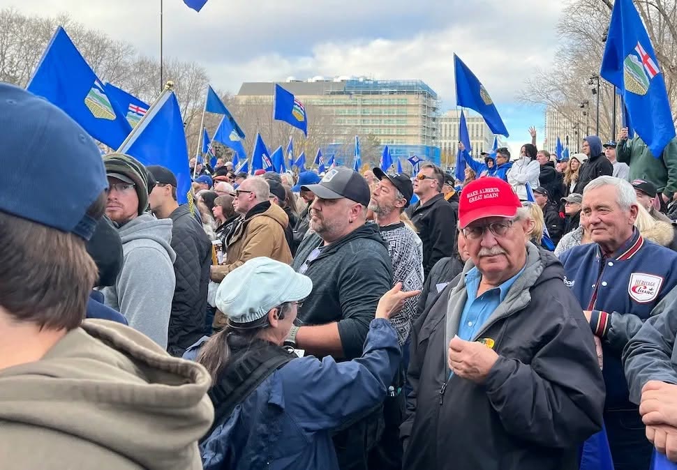 Albertans gathered at a rally