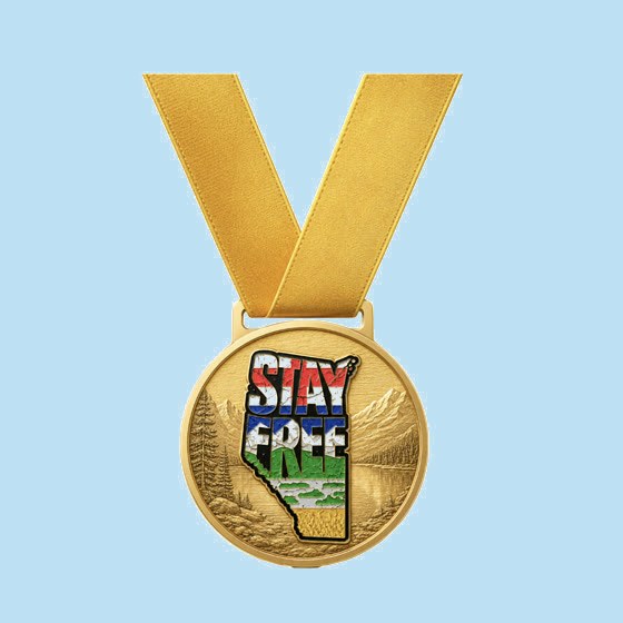 Stay Free Alberta victory medal